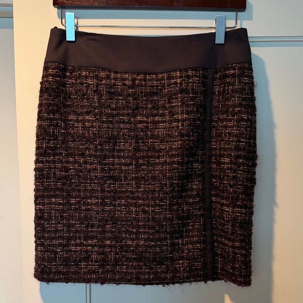 Laurel Tweed Pencil Skirt in Brown